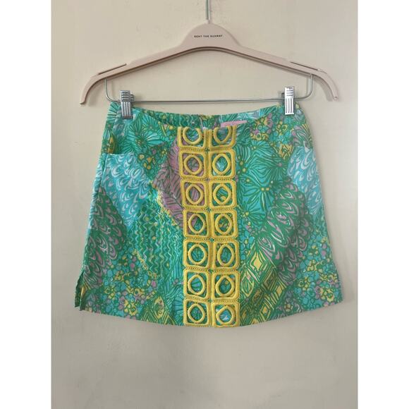 Lilly Pulitzer Dresses & Skirts - $78 Lilly Pulitzer Skort Marigold Print Green Yellow Size 0 Tennis Pickleball